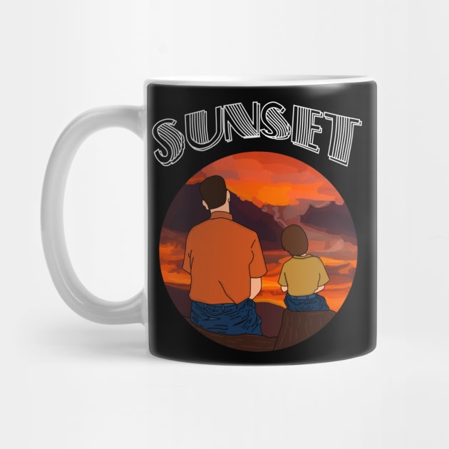 Father - Son Sunset Watch - Perfect Gift for Father's Day and family bonding moments by Vtheartist